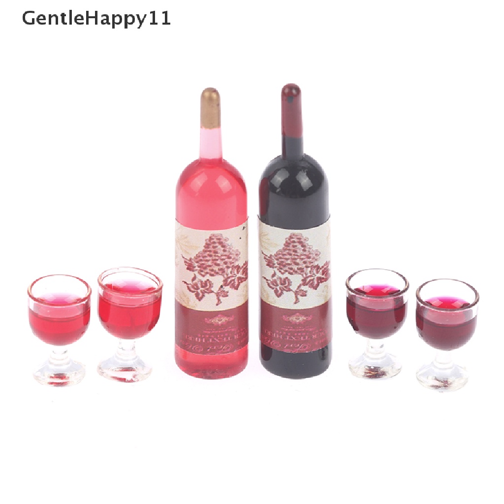 Gentlehappy 3pcs/set1per12rumah Boneka Miniatur Simulasi Botol Anggur Wine Gelas Model Mainan id