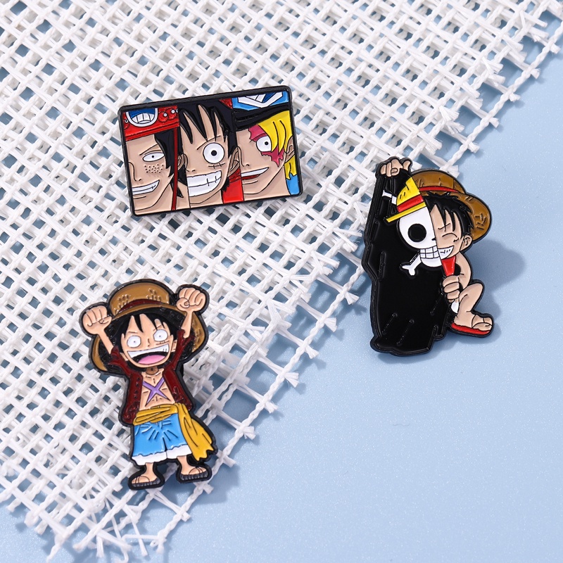 Bros Pin Enamel Desain Anime Luffy Ace Sabo Roronoa Zoro Bahan Alloy Metal Untuk Hadiah