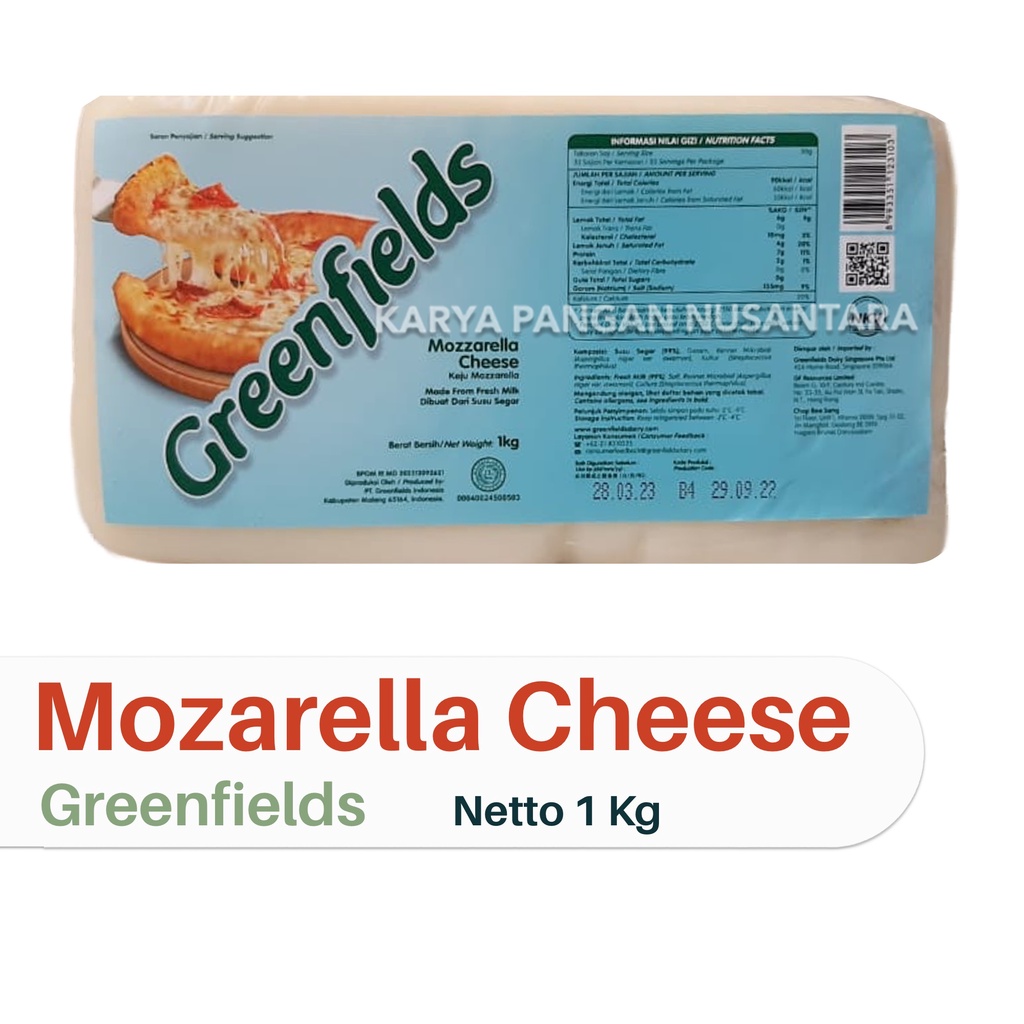 

GREENFIELDS MOZZARELLA CHEESE 1KG KEJU MOZARELLA GREENFIELD CHEESE 1KG