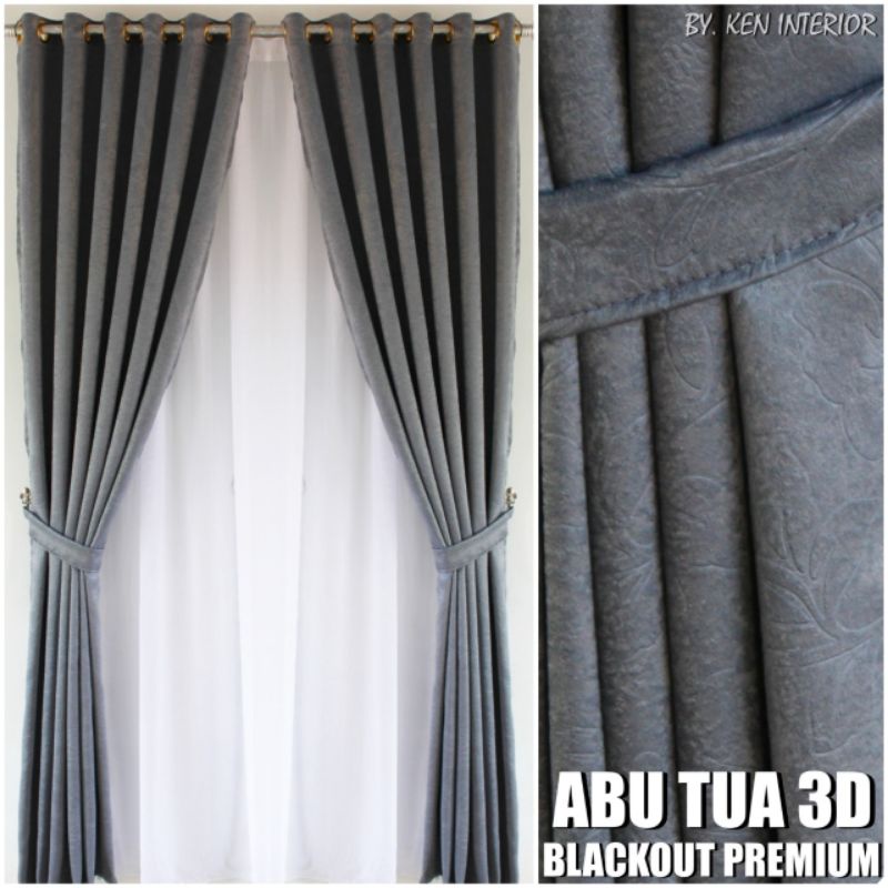 GORDEN JENDELA MINIMALIS 12 RING BLACKOUT PREMIUM EMBOS 3D HORDENG PINTU TIRAI KORDEN