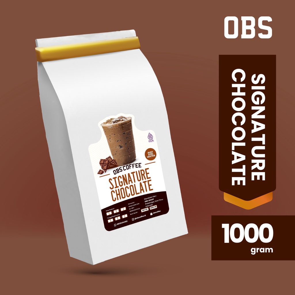 

Bubuk Minuman CHOCOLATE Powder 1000g | Signature Chocolate OBS | Coklat Cokelat 1kg