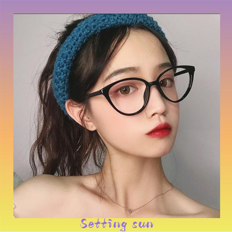 kacamata Korea Wanita Kacamata Anti Radiasi Retro Wanita Fashion Cat Eye Eyeglasses Versatile Optical Glasses UV400 Bingkai TN