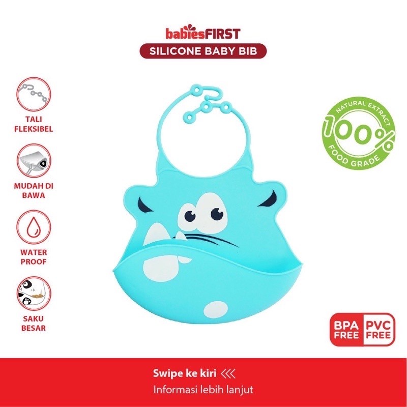 BabiesFirst Silicone Baby Bib / Celemek Makan Bayi / Slabber Karet Anak / Celemek Bayi 6month+