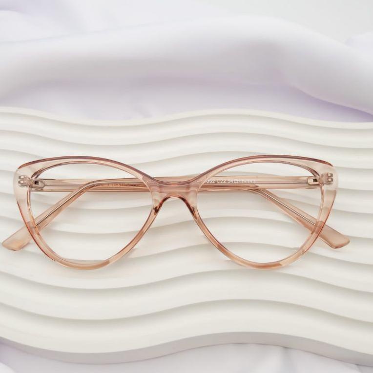 S8V6 Kacamata Photocromic Wanita | Kacamata Minus Photochromic Anti Radiasi | Frame Kacamata Cat Eye