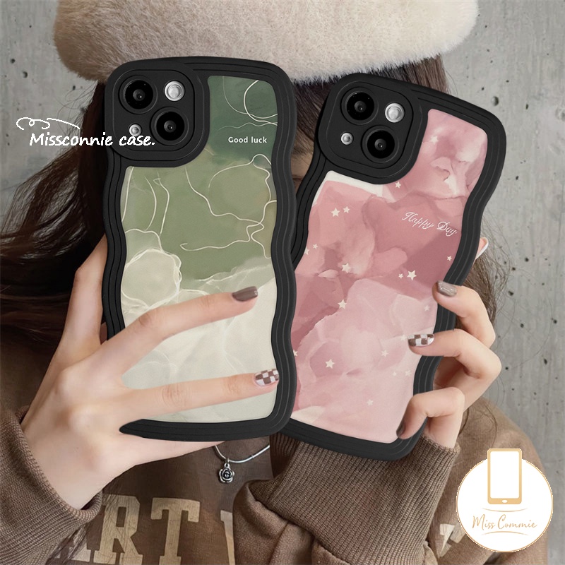 Wavy Edge Case OPPO A17 A78 A16 A95 A55 A15 A16K A54 A17K A57 A12 A77 A74 A5 A9 A16s A96 A5s A7 A1k A77s A53 A3s A76 Reno 8T 8 7 7Z 8Z 6 A12E A52 Kartun Lucu Mungil Sarung Monster