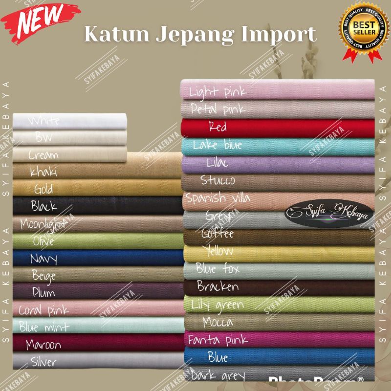 Kain Katun Jepang/ Kain Katun Jepang Polos Premium/ Bahan Katun Jepang Import/ Kain Katun Toyobo/ Ka