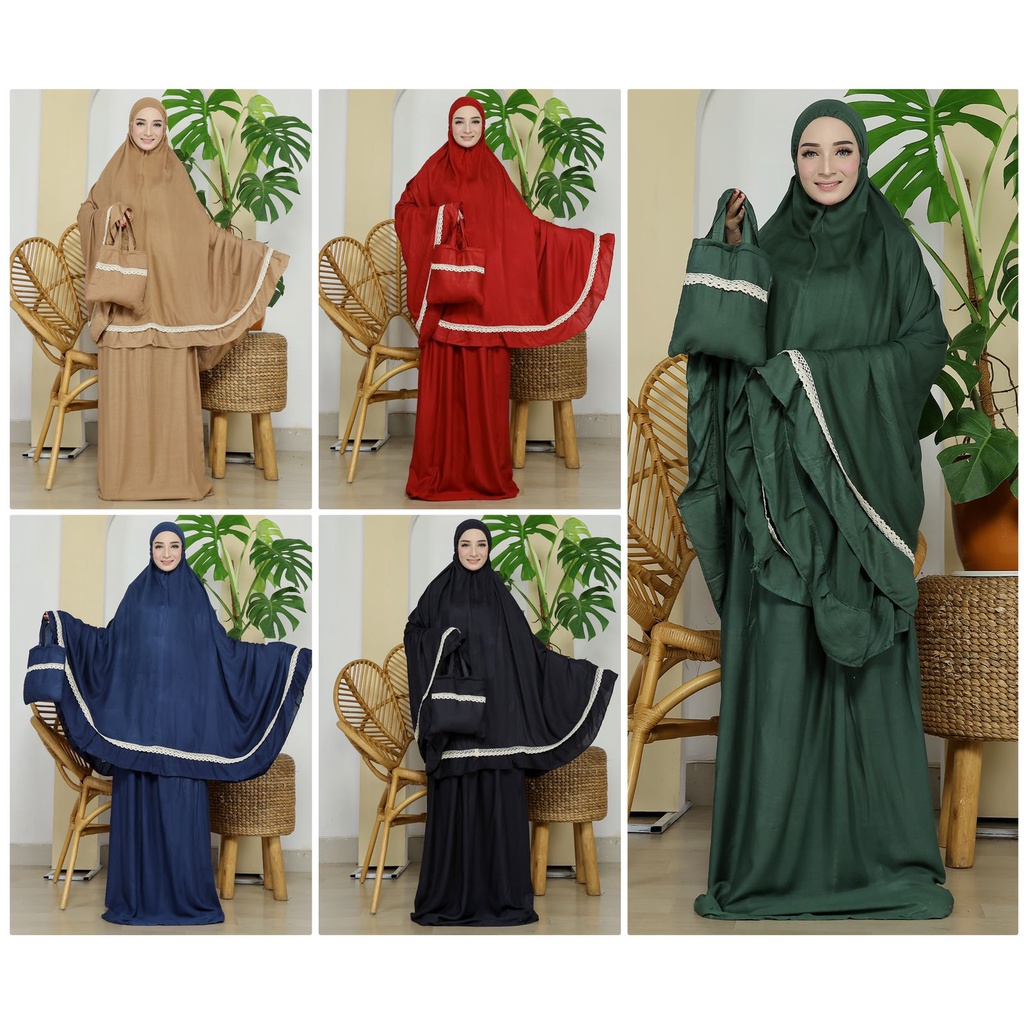 Mukena Dewasa Jumbo Bahan Katun Super Premium Motif Polos Renda Sabeena.Store