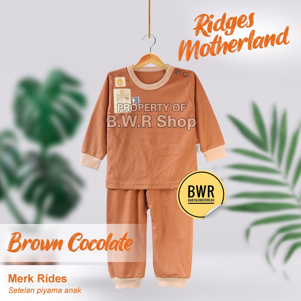 Setelan Anak Ridges PANJANG Motherland Polos / Setelan Piyama Baju Tidur Anak Harian Warna Unisex | Bwr