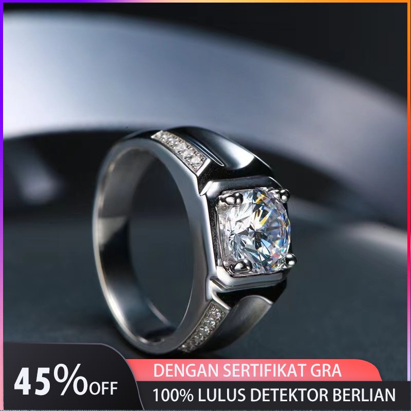 Jamie Kyrie Cincin Pertunangan Pria 1 Ct Moissanite,925 Platina Berlapis Perak