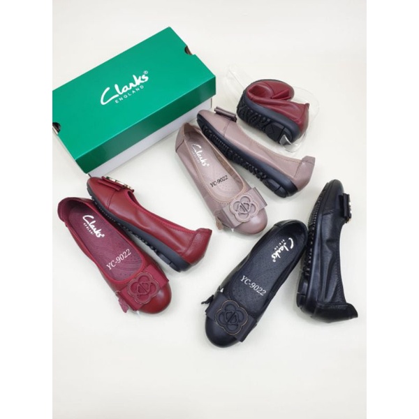 Clarks / Clarks Flat YC-9022 / Sepatu clarks wanita / clarks flat logo