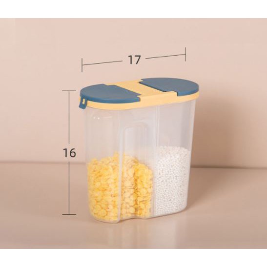 RSB TP262 Food Storage Jar Tempat Penyimpana Cereal Kontainer Makanan Kitchen Storage Bottle Toples 2 Sekat Storage