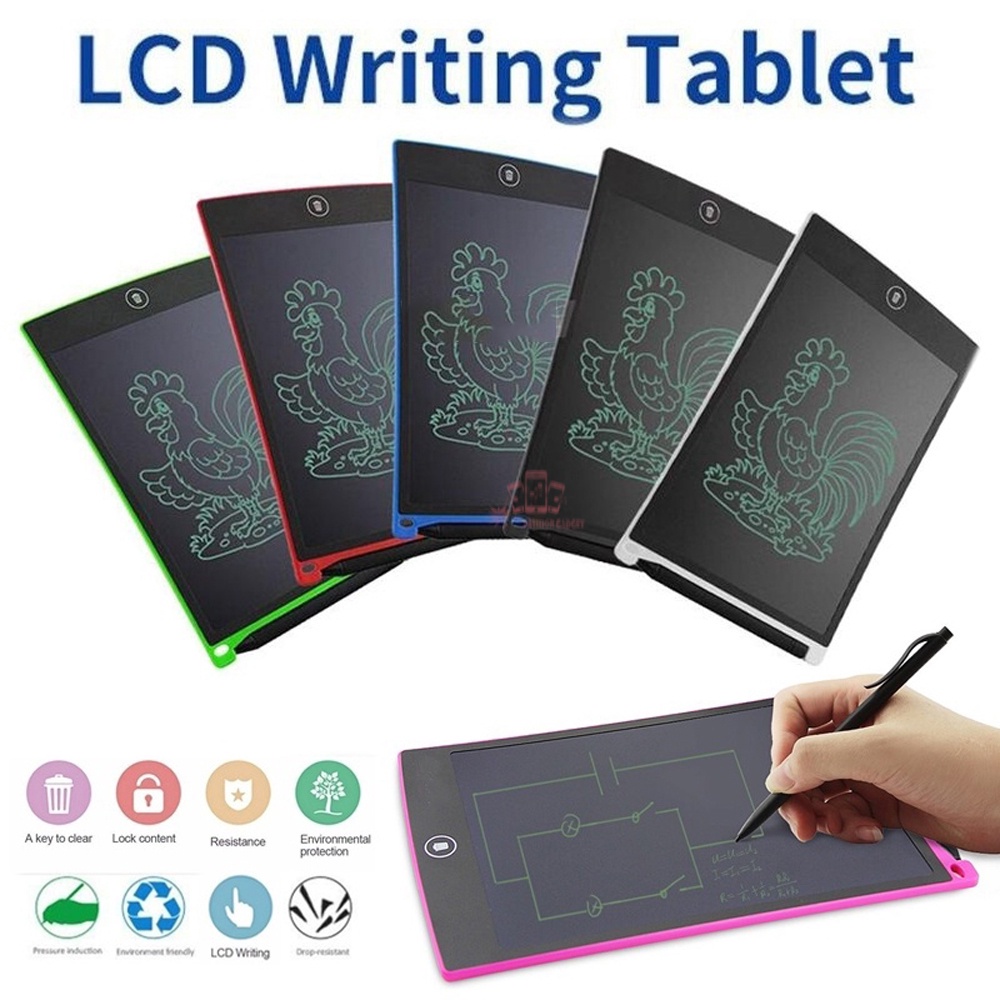 Papan Tulis LCD 8.5 Inci untuk Anak, Papan Gambar Dapat Dihapus, Bantalan Sangat Tipis untuk Menulis Lukisan Papan Tulis Writing Tablet BIG ACC