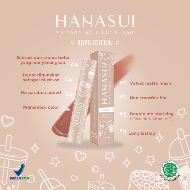 (NEW) HANASUI Mattedorable Lip Cream Series BOBA EDITION