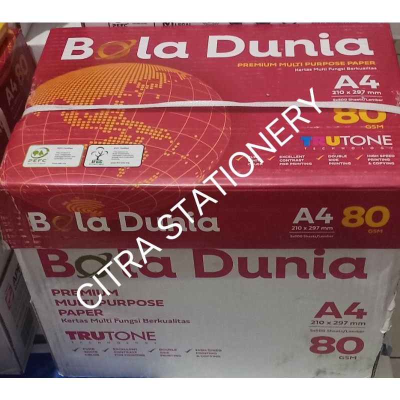 

KERTAS A4 80 GRAM BOLA DUNIA