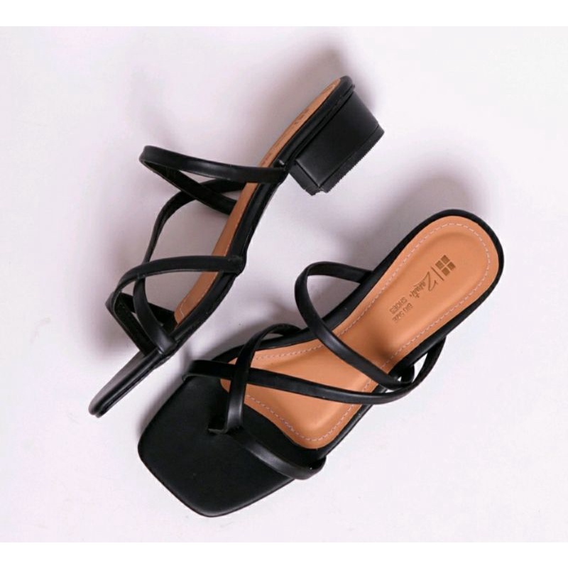 Sandal OVERSIZE Wanita 41.45 Heels 3Cm Kaki Jumbo Cewek Sendal Pesta Big Size 108.Black