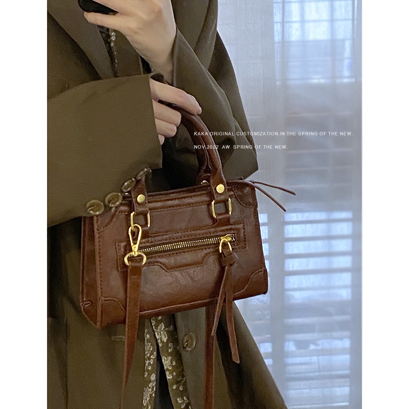 Suhao Inggris Retro Tas Sepeda Motor Wanita 2022 Baru Fashion Trendi Portabel Kecil Square Tas All-Match In Tas Messenger Bahu