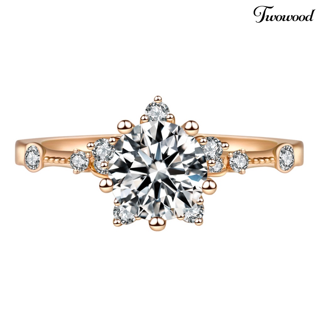 Cincin Bentuk Snowflake Model Open end Bahan Zircon Gaya Retro Untuk Wanita