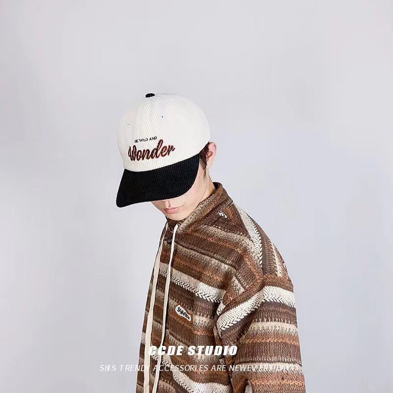 Topi Baseball Bahan Corduroy Motif Bordir Warna-Warni Gaya Korea Untuk Pria Dan Wanita