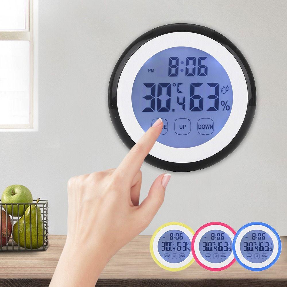 Top Digital Thermo-hygrometer Iklim Ruangan Bulat Indoor Alarm Clock