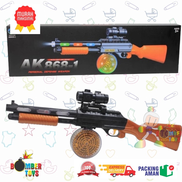 Mainan Anak Senapan Besar AK868-1 With Light and Sound LED Bulet Murah