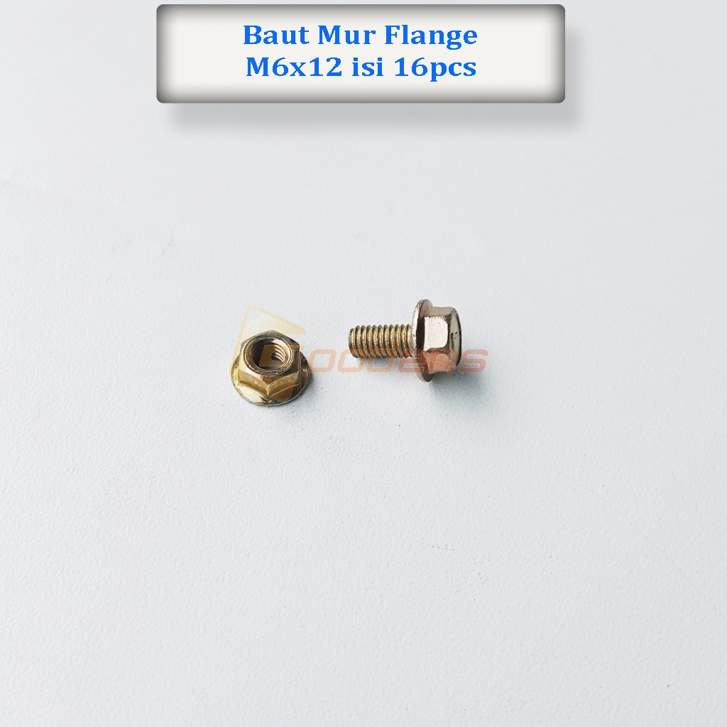 Flange Bolt M6x12 Baut Mur Kunci 10 isi 16pcs
