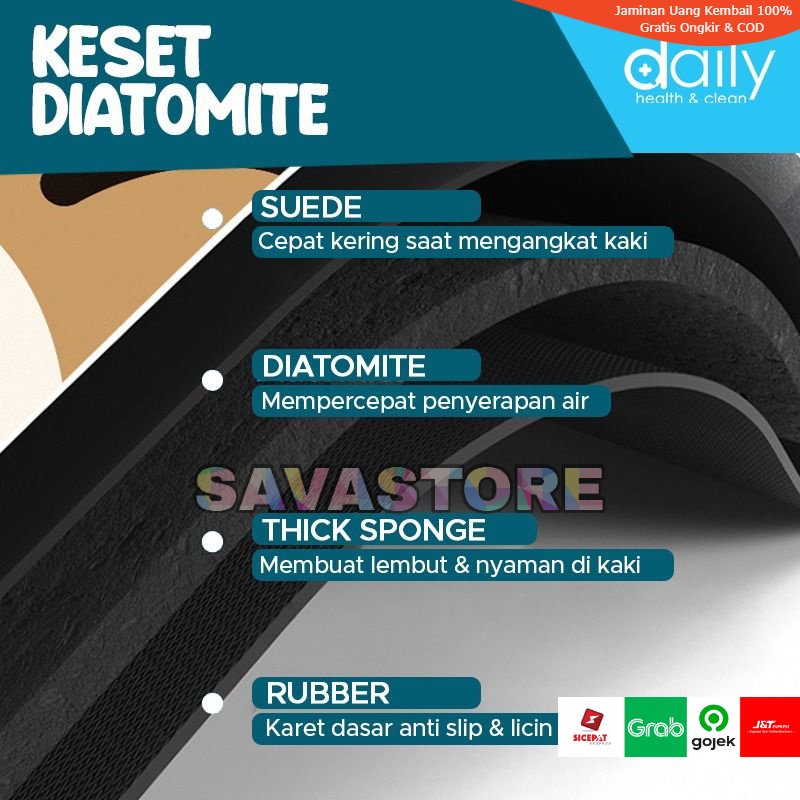 Keset Kamar Mandi Soft Cute Diatomite Floor Mat Serap Air Anti Slip