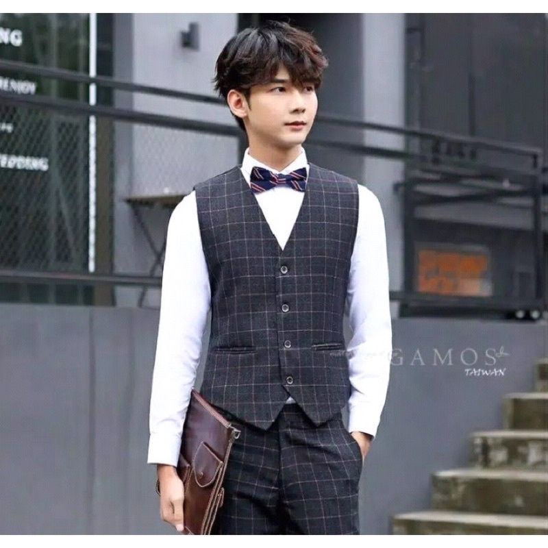 Rompi pria motif kotak-vest pria kotak