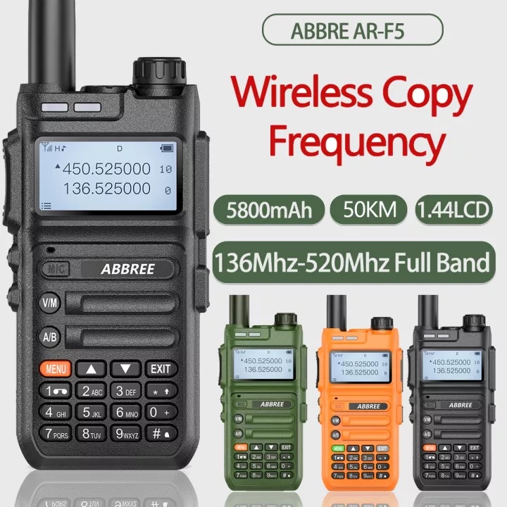 ABBREE AR-F5 - Walkie Talkie 10W Power Quad-Band 136-520MHz - Radio Panggil Terbaru dengan Fitur Terbaru dari ABBREE