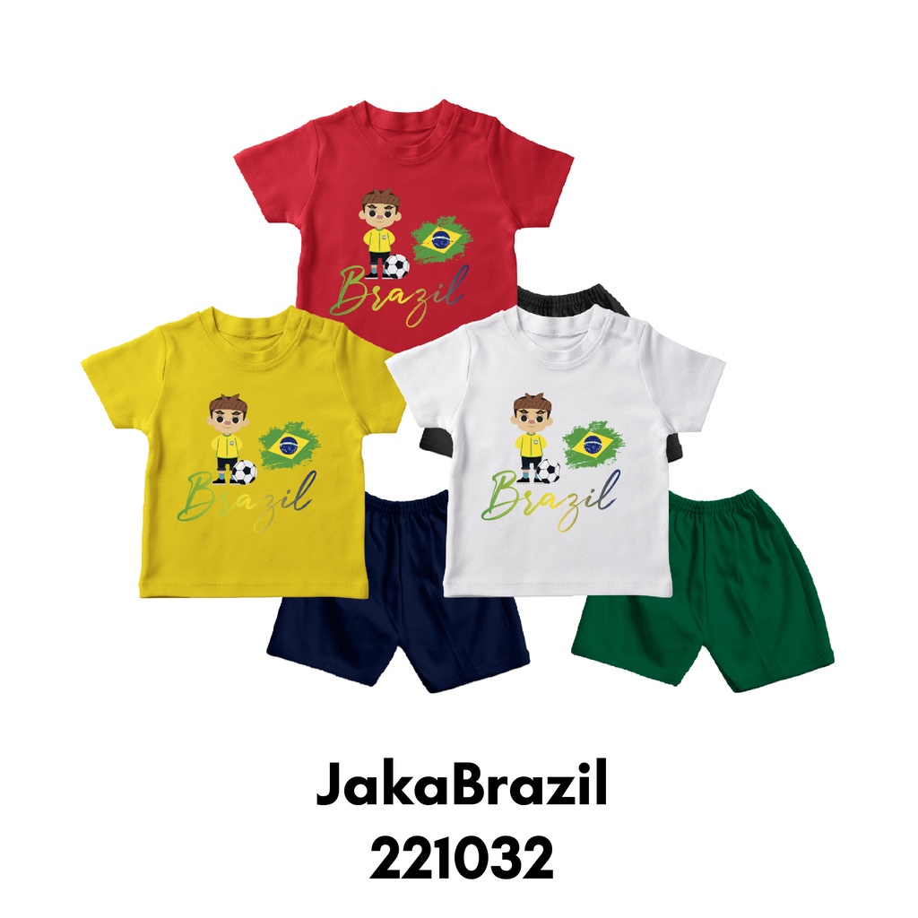 Setelan Bayi &amp; Anak Jaka Worldcup Brazil Untuk 6 Bulan Sampai 8 Tahun Bahan Katun Combed 30s