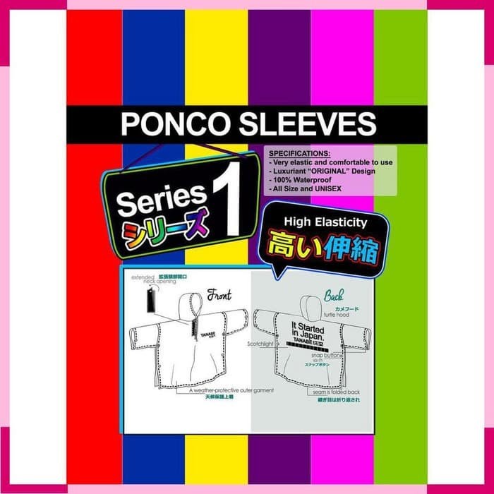 Jas Hujan Poncho Poncho Lengan Jubah Panjang PVC Anti Air Tanabe s1 - Hitam