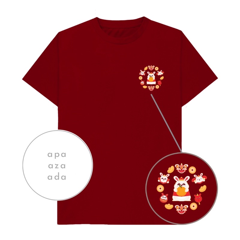 FAT RABBIT Kaos Imlek 2023 keluarga unisex tahun kelinci CNY 2023 tshirt year of rabbit baju xincia 