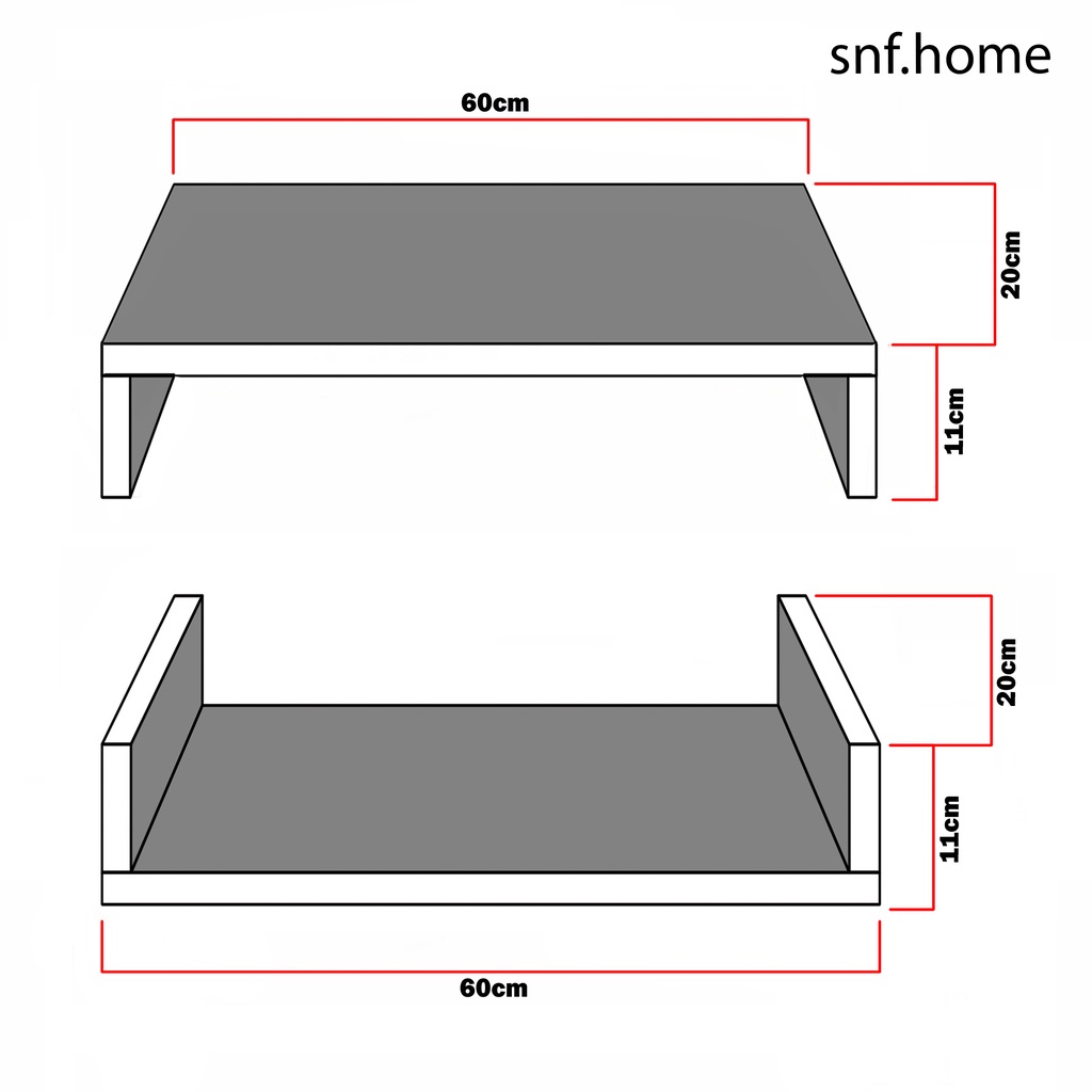 SNF Promo Rak Ambalan Dinding Minimalis Rumah Murah Apartment Self Floating 2 Fungsi Tatakan Layar Komputer Laptop Hiasan Dekorasi Dinding FM12 (BISACOD)