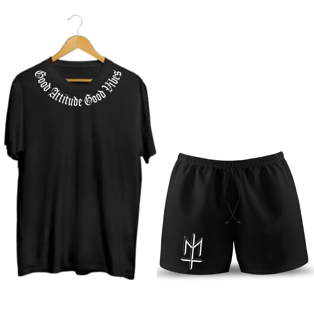 SETELAN DISTRO KAOS DAN BOXER TERBARU BAHAN TEBAL ORYGINALKAOS GOOD ATTITUD GOOD VIBES-GA HITAM MATERNAL
