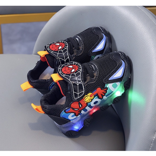 babyfit SPIDER SPORTY sepatu lampu led anak cewek cowok tali tempel import gs-0509r