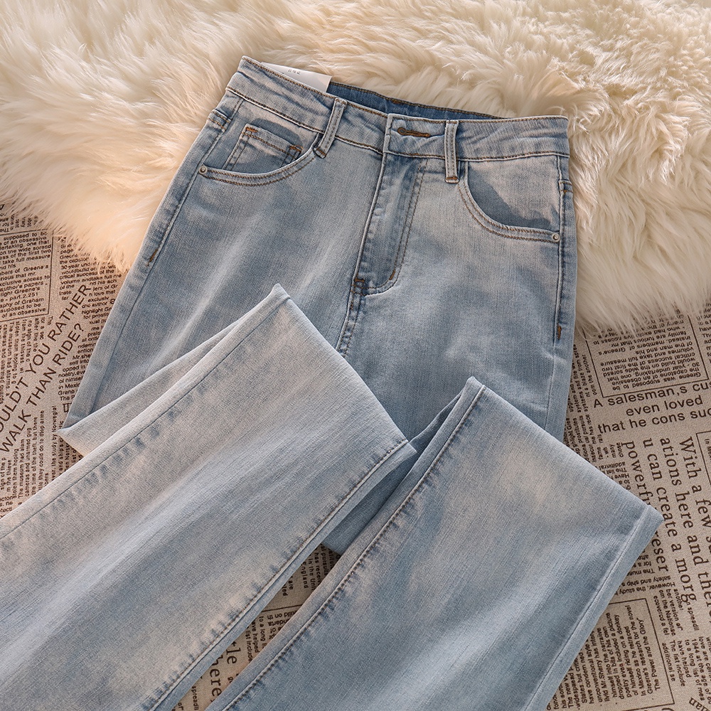 korean biru celana cutbray wanita/  highwaist santai celana jeans cutbray wanita(Realpict)