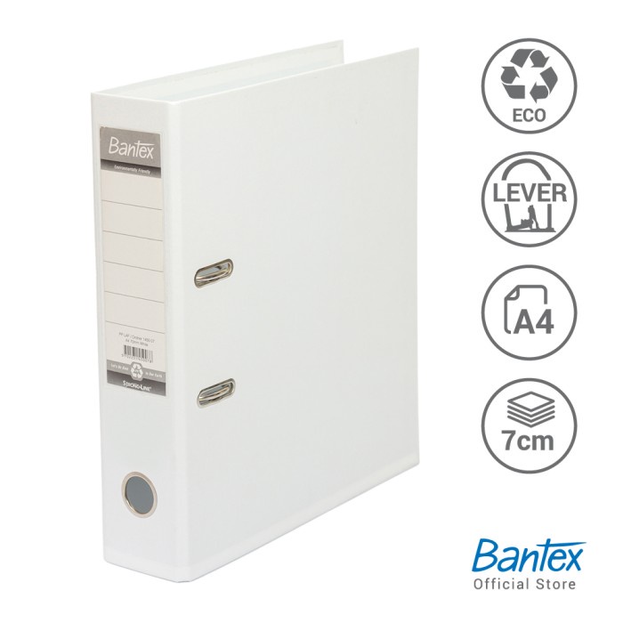 

Bantex Lever Arch File Ordner Plastic A4 7Cm White #1450 07