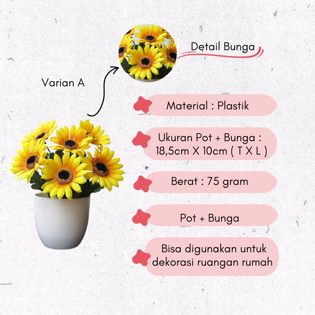 Bunga Matahari Hias Tanaman Bunga Hias Plastik Dekorasi Rumah Dinding Ruangan Bunga Hias Gantung Bunga Matahari Palsu Artificial Flowers PBP34