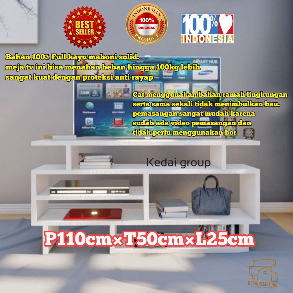 Meja Rak TV Minimalis Modern Murah Bahan Kayu Solid Cocok Buat Tv 34 Inch - 43 Inch