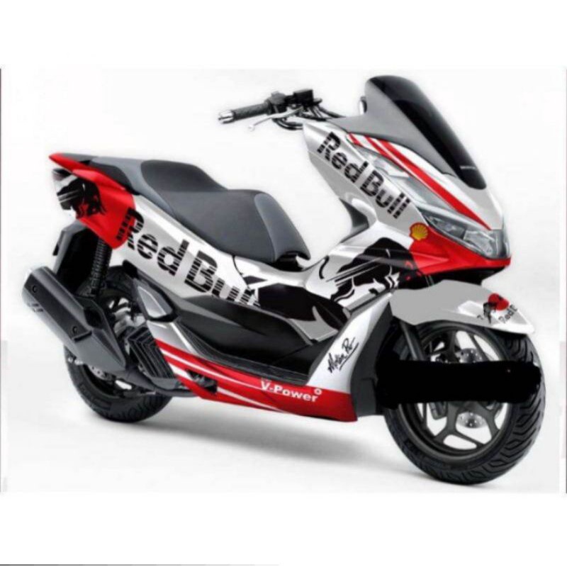 (PREMIUM) seticker variasi decal full body honda pcx 160 motip redbull