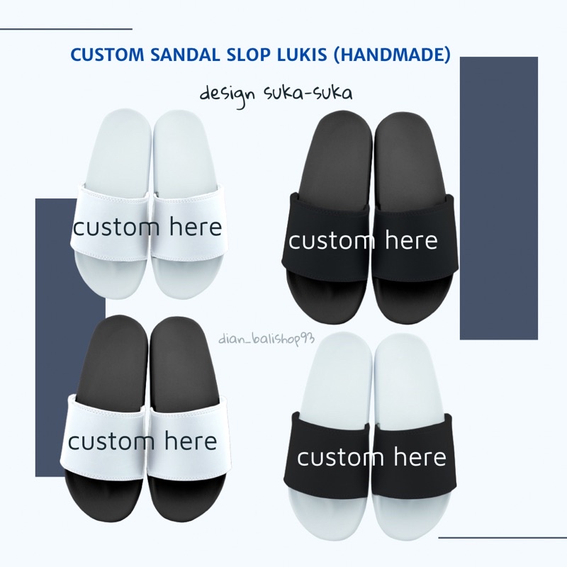 Custom Sandal Design Murah - Sandal Lukis Murah - Sandal Slop Lukis - Custom Hampers dan Kado Murah 