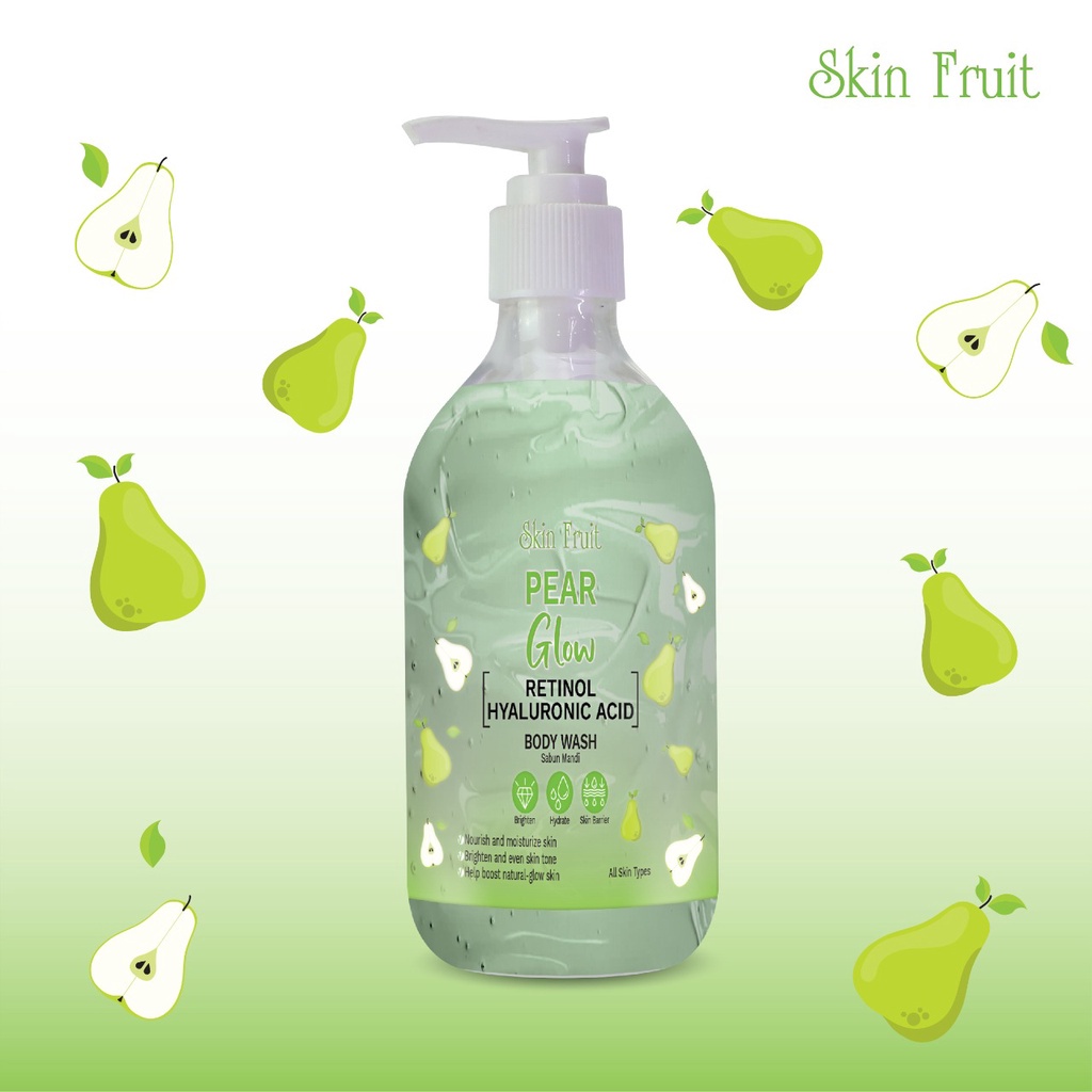 SKIN FRUIT BODY WASH WATERMELON NIACINAMIDE HYALU &amp; PEAR GLOW RETINOL HYALU