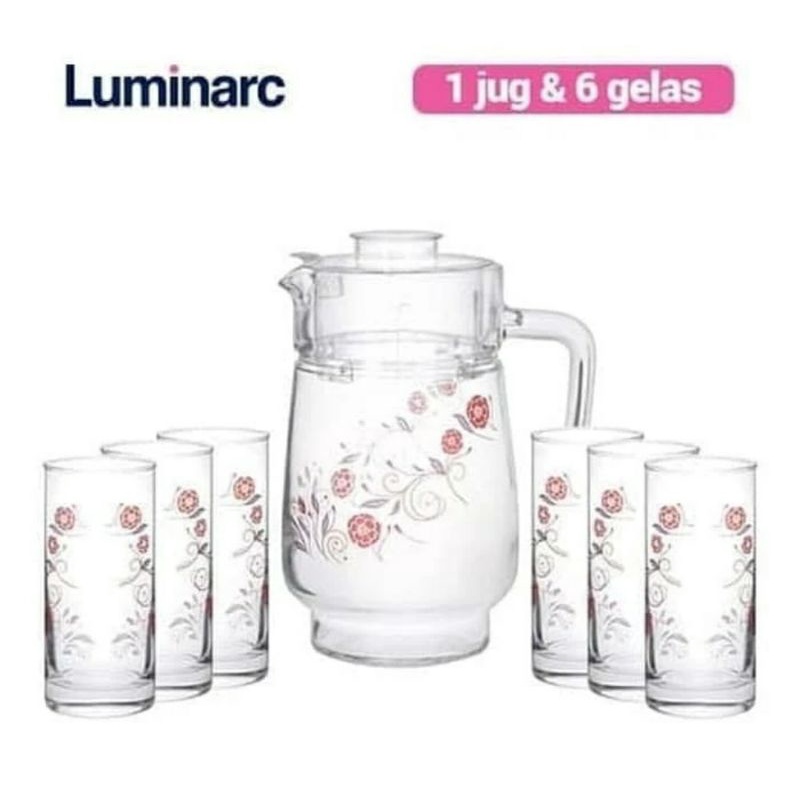 Luminarc Set Teko Pitcher  6 Gelas Kaca