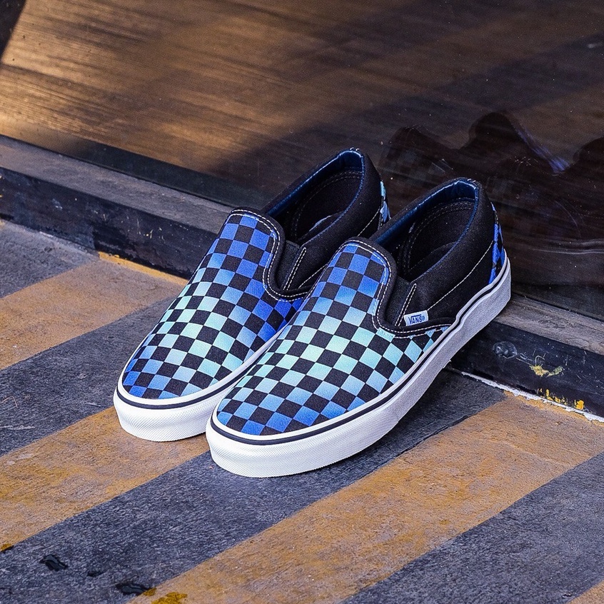 VANS SLIP-ON CHECKERBOARD GRADIENT/BLUE ORIGINAL 100%