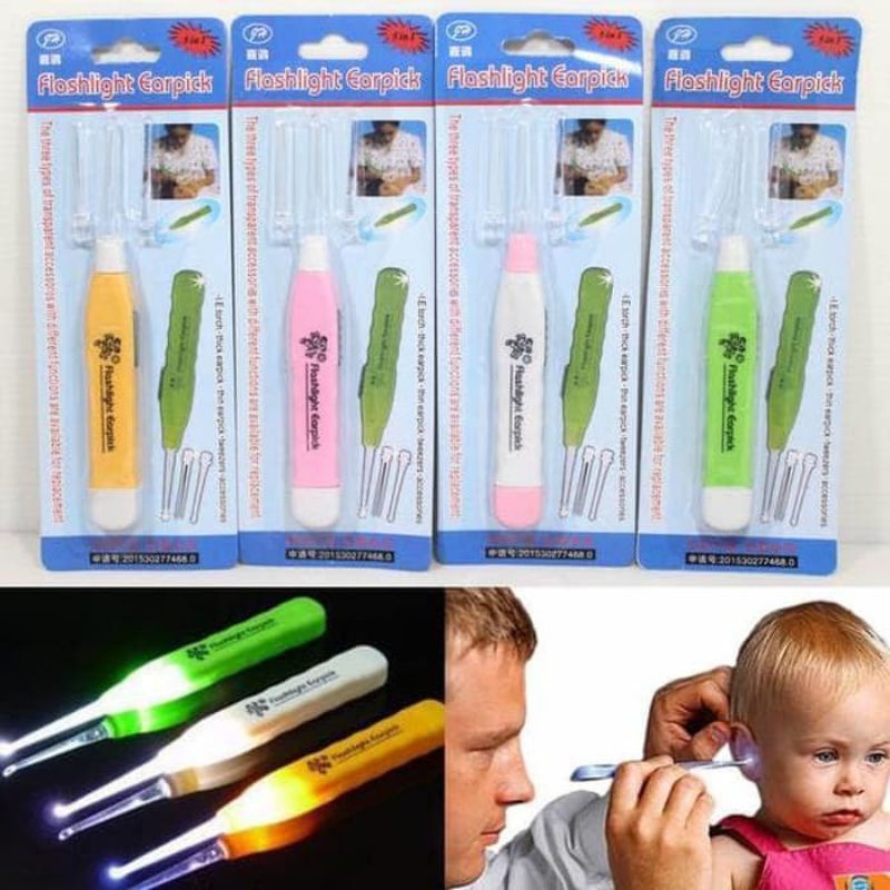 Pembersih Telinga LED / Earpick Flashlight / Korek Kuping Lampu Anak Karakter
