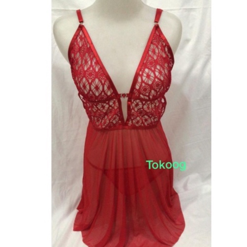 LINGERIE BAJU TIDUR SEKSI RENDA BERTALI PREMIUM GUBALI LACE TIPIS