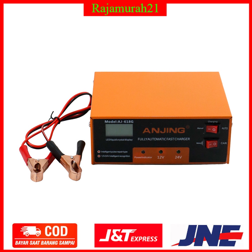 ANJING Charger Aki Mobil Motor 130W 12V/24V + LCD - AJ-618G - Orange - 7RRSB8OR