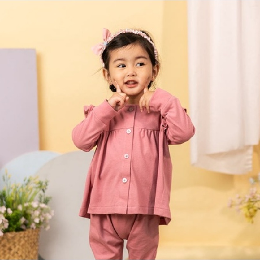 Kottonville Suri Pyjamas Set 0-3 Tahun Piyama Panjang Ruffle CBKS