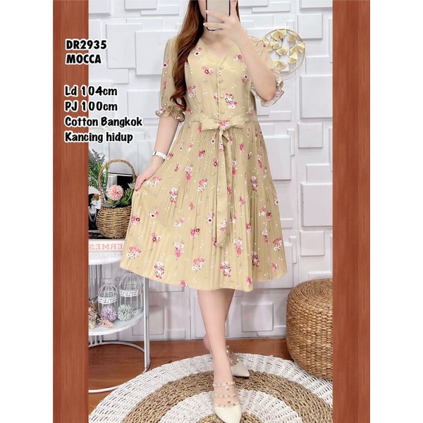 DR2935 DRESS COTTON BANGKOK KANCING HIDUPP