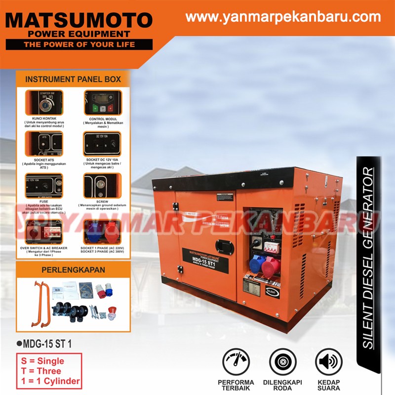 Genset Silent Solar / Diesel Generator Set MDG 15 ST 1 MATSUMOTO