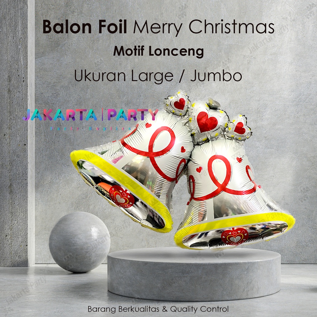 Balon Foil Natal / Balon Merry Christmas / Balon Foil Lonceng Jumbo